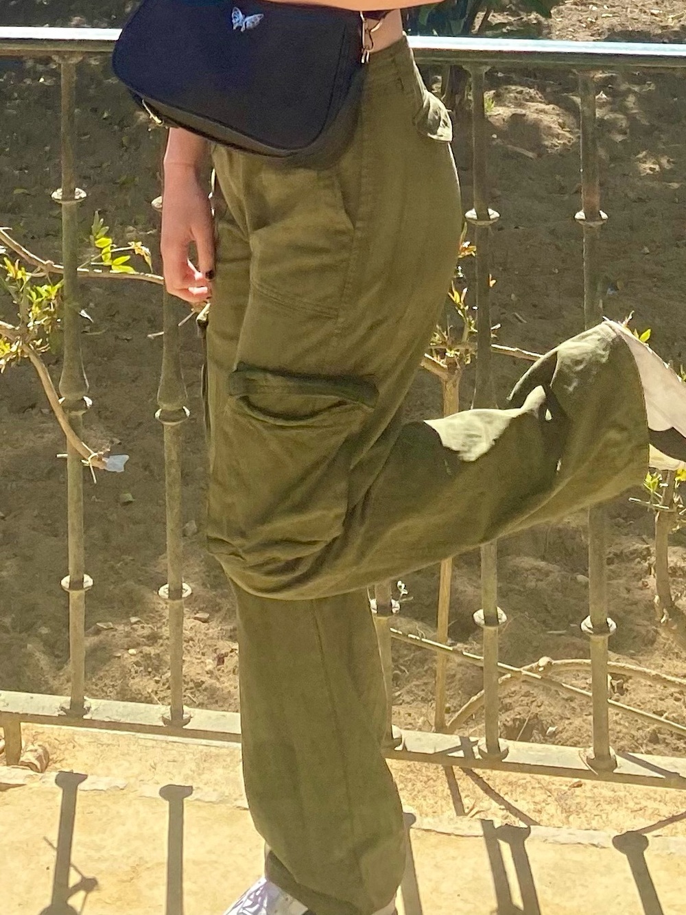 High rise cargo pants